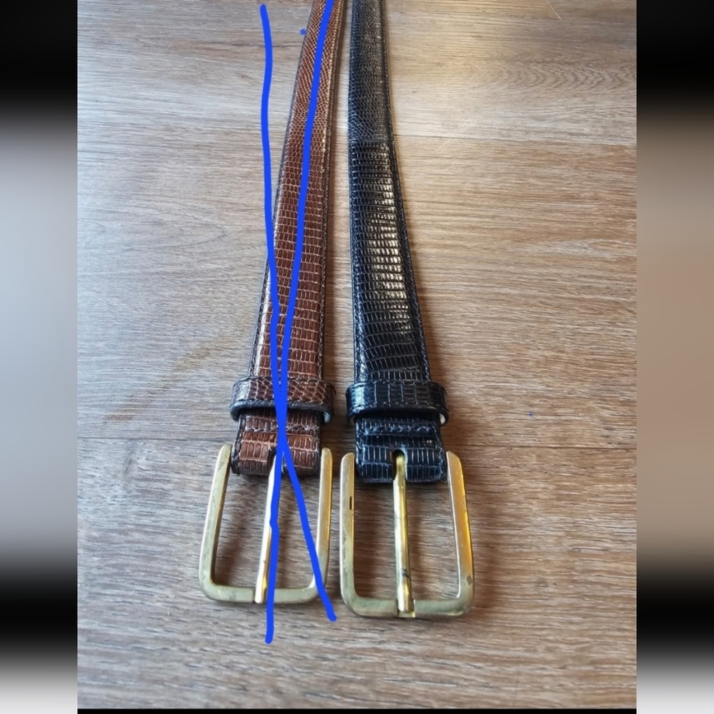 One Trafalgar Burnished Java Lizard Skin Belt Siz… - image 1